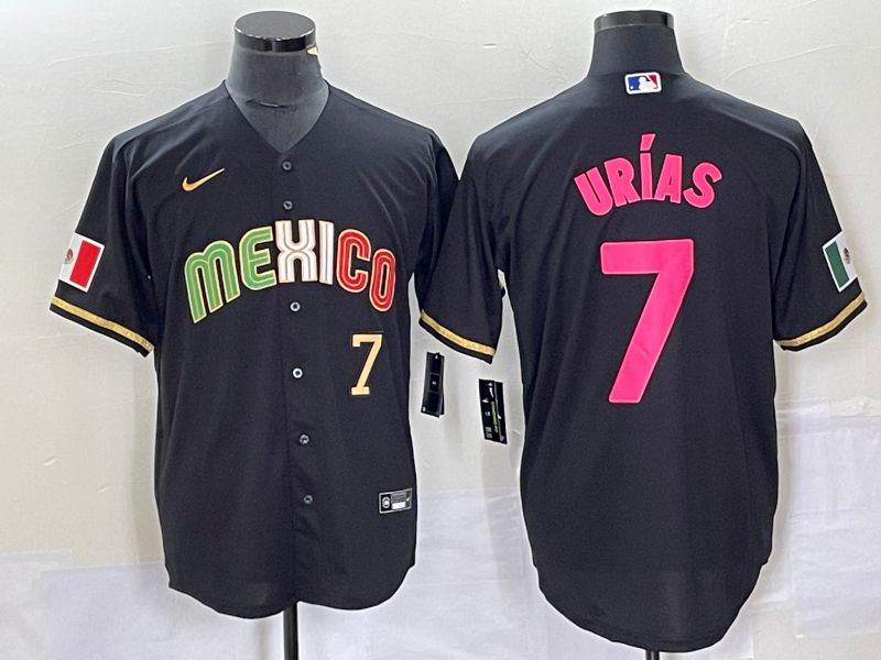 Men 2023 World Cub Mexico #7 Urias Black pink Nike MLB Jersey10